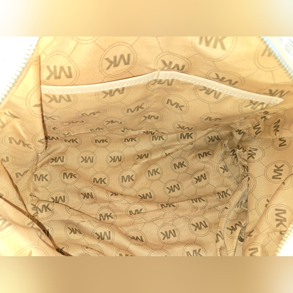 Michael Kors Light Beige MK Logo Satchel with Gold Hardware - Picture 12 of 14